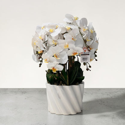 Elegant Orchid Artificial Flower with Decorative Vase - Pink & White