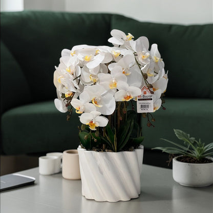 Elegant Orchid Artificial Flower with Decorative Vase - Pink & White