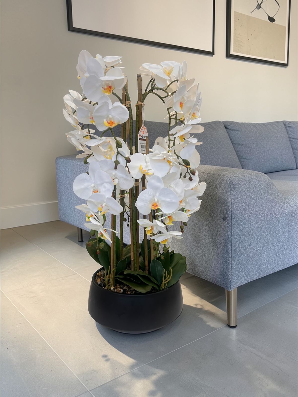 Luxury Orchid Artificial Flower with Decorative Vase - White & Blush Pink