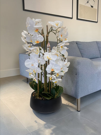 Luxury Orchid Artificial Flower with Decorative Vase - White & Blush Pink
