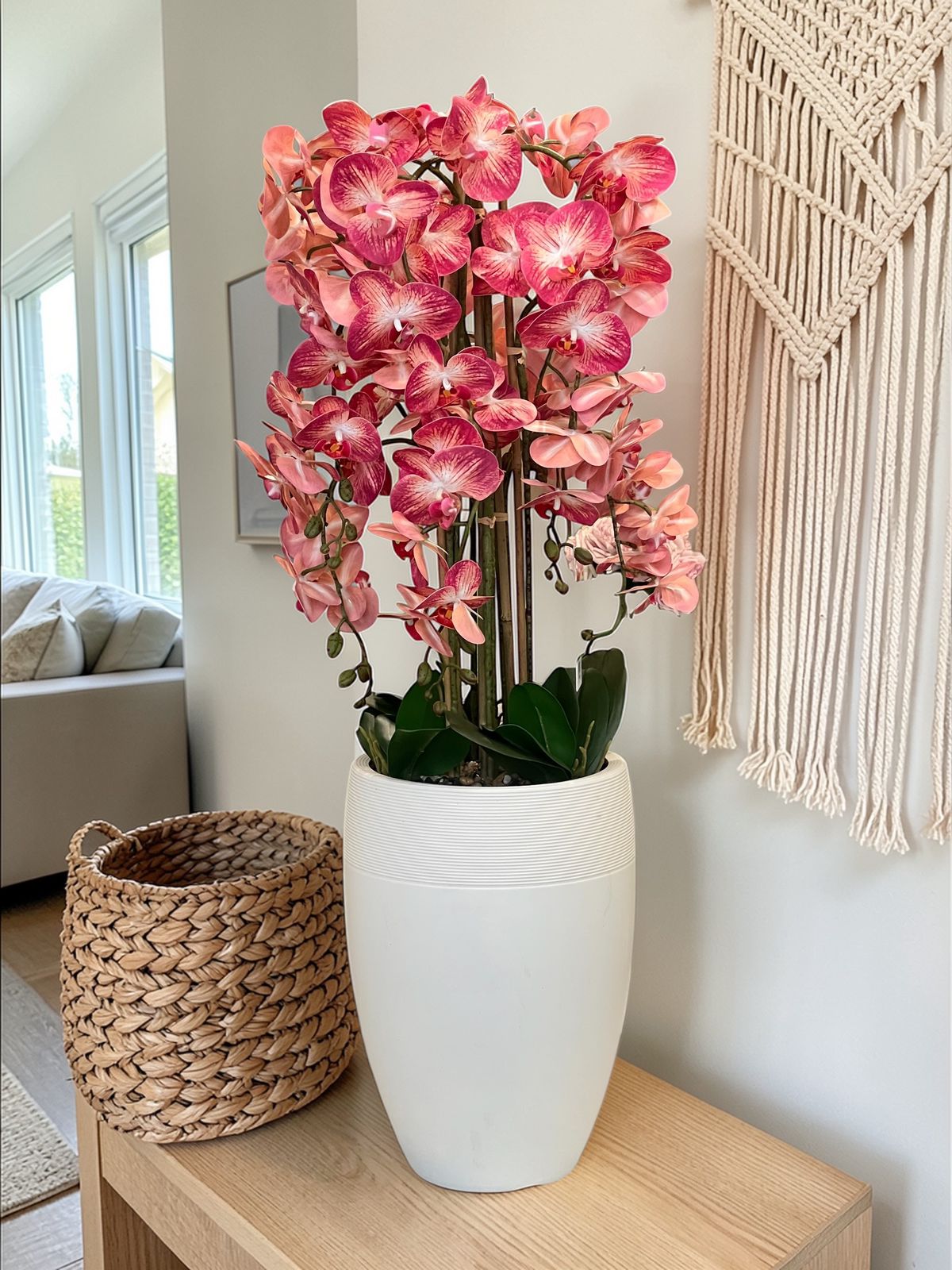Luxury Blush Orchid Artificial Flower Arrangement with Decorative Vase