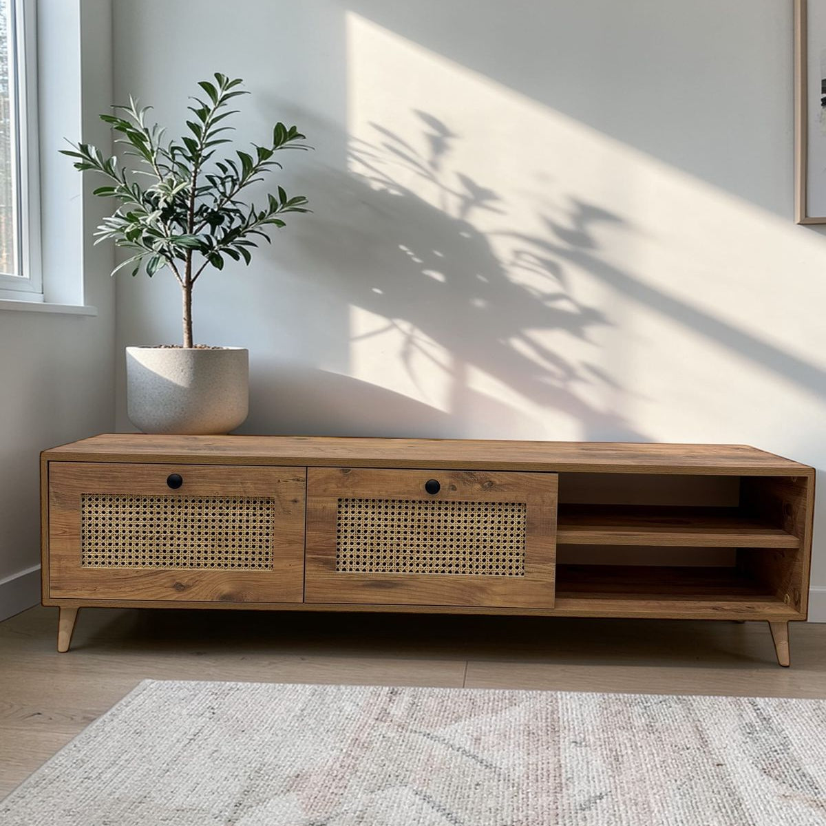 Natural Pattern TV Table with Storage