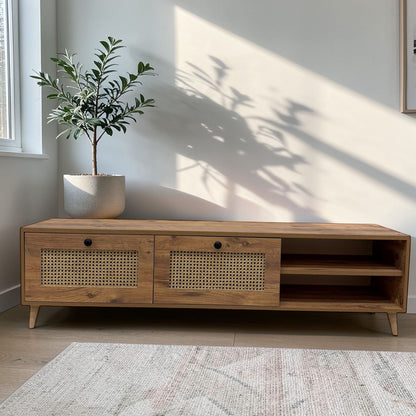Natural Pattern TV Table with Storage