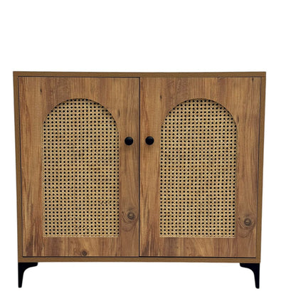 2 & 3 Door Multi-Purpose Natural Rattan Wood Storage Cabinet