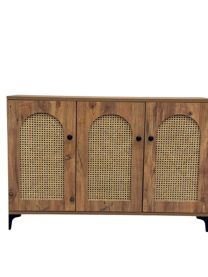 2 & 3 Door Multi-Purpose Natural Rattan Wood Storage Cabinet