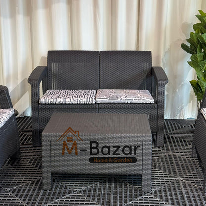 طقم جلوس حديقة حديث - وسادة سوداء ومزخرفة