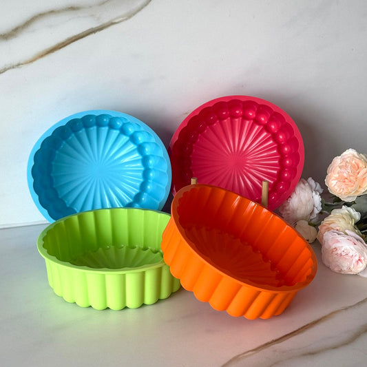 Colorful Silicone Baking Mold – Round Fluted Cake & Dessert Mold