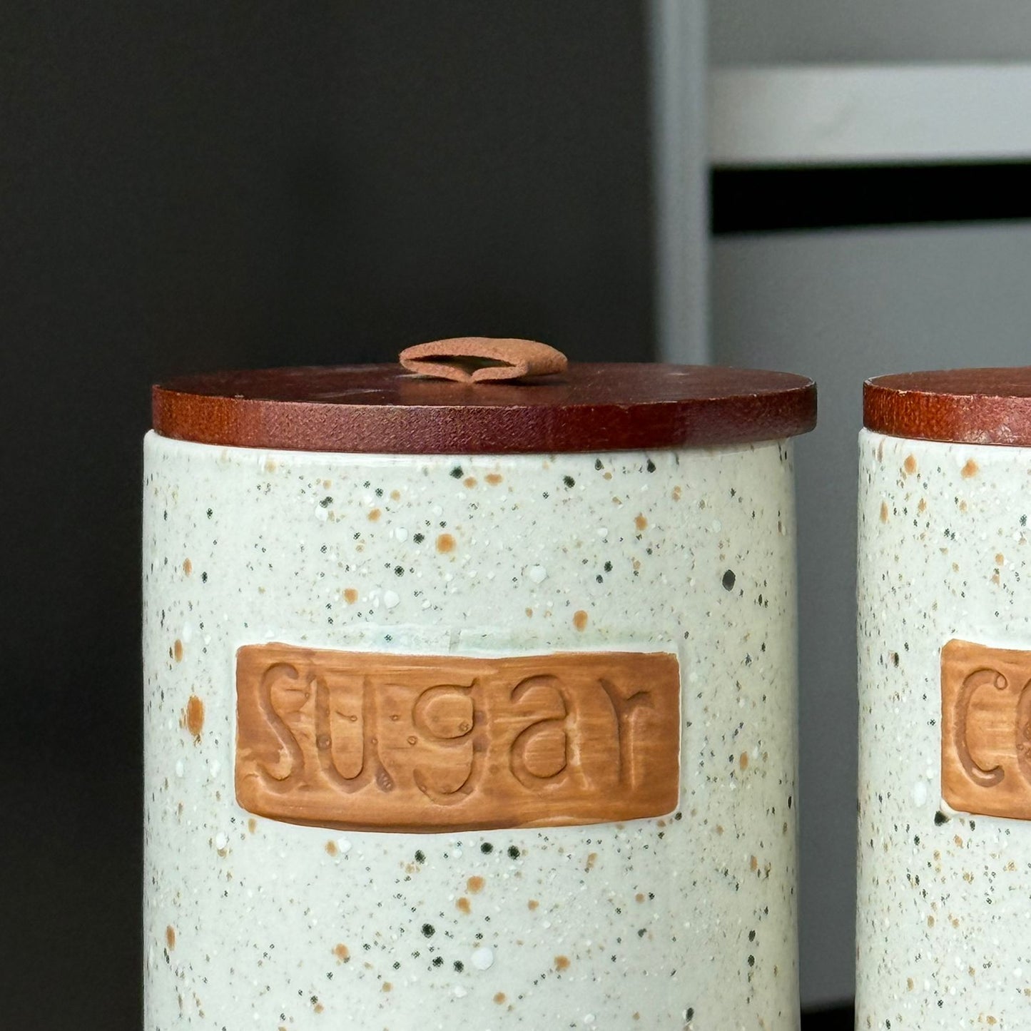 Luxury Ceramic Coffee, Sugar & Tea Storage Jar Set with Wooden Lids