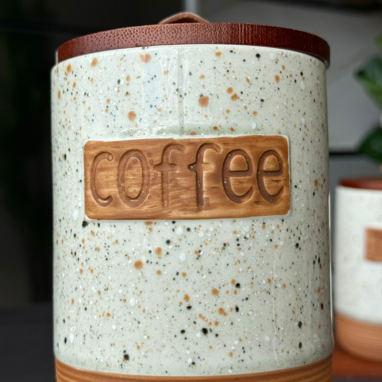 Luxury Ceramic Coffee, Sugar & Tea Storage Jar Set with Wooden Lids