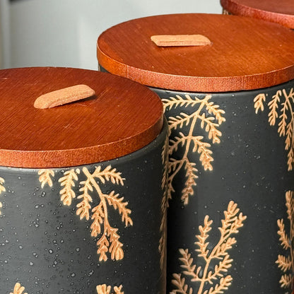 Luxury Ceramic Storage Jar Set with Wooden Lids & Stand