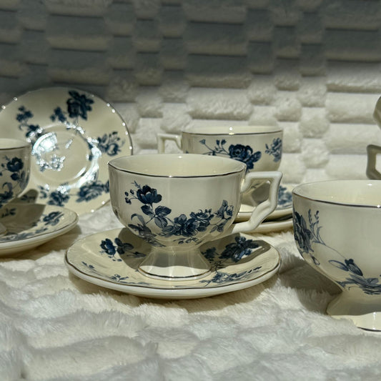Luxury Classic Floral Coffee Cups & Saucers Set