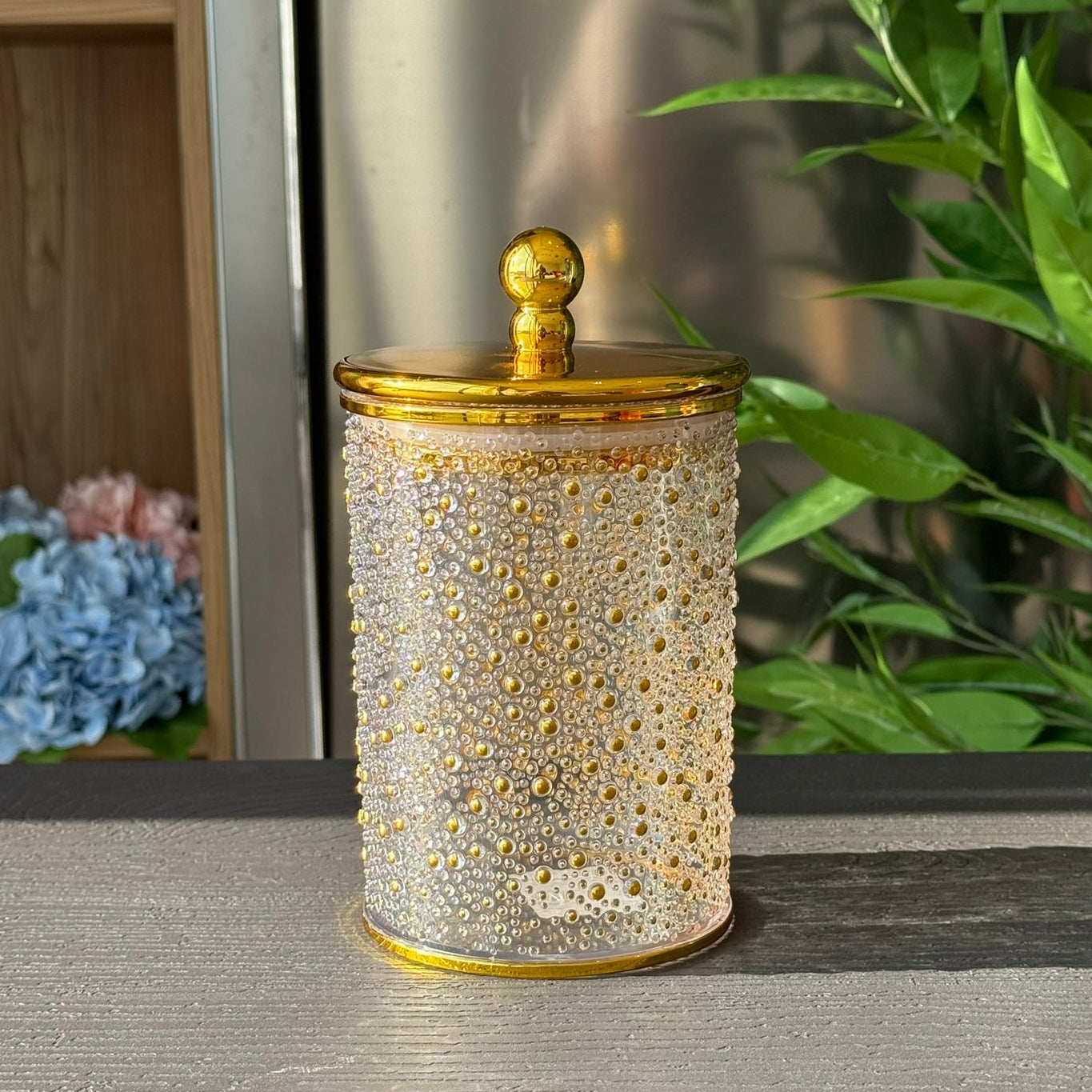 Luxury Decorative Storage Jar with Gold Lid