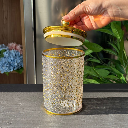 Luxury Decorative Storage Jar with Gold Lid