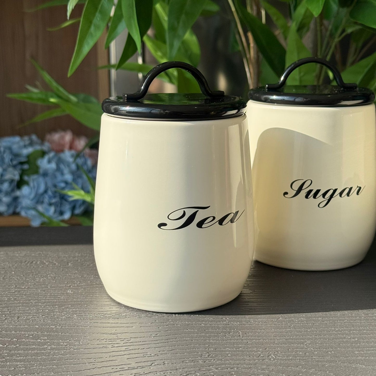 Elegant Metallic Kitchen Jar Set – Coffee, Sugar & Tea Storage