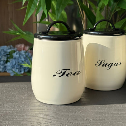 Elegant Metallic Kitchen Jar Set – Coffee, Sugar & Tea Storage