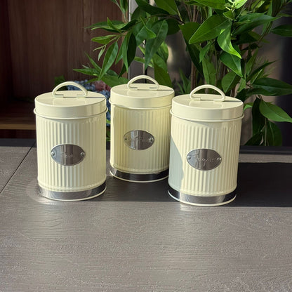 Luxury Metallic Kitchen Storage Jar Set – Coffee, Sugar & Tea