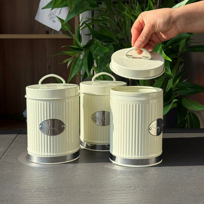 Luxury Metallic Kitchen Storage Jar Set – Coffee, Sugar & Tea