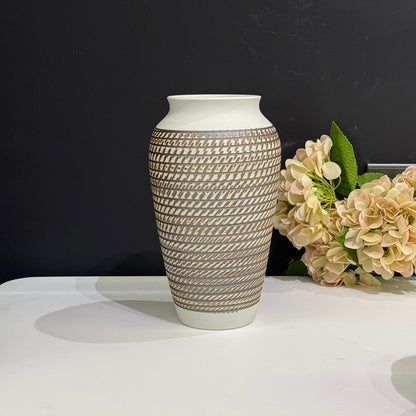 Modern Ceramic Decorative Vase Set – 3 Pieces with Geometric Pattern