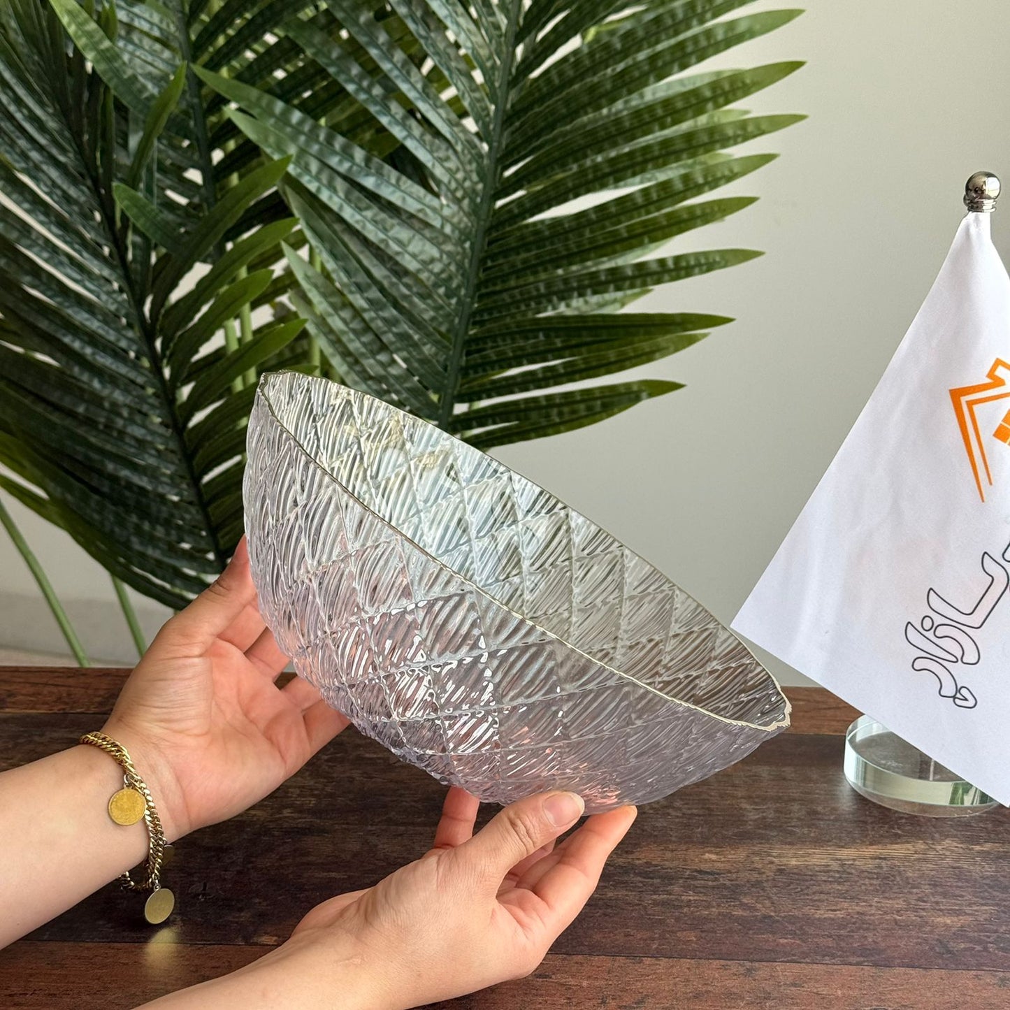 Luxury Modern Serving Bowl with Gold Rim