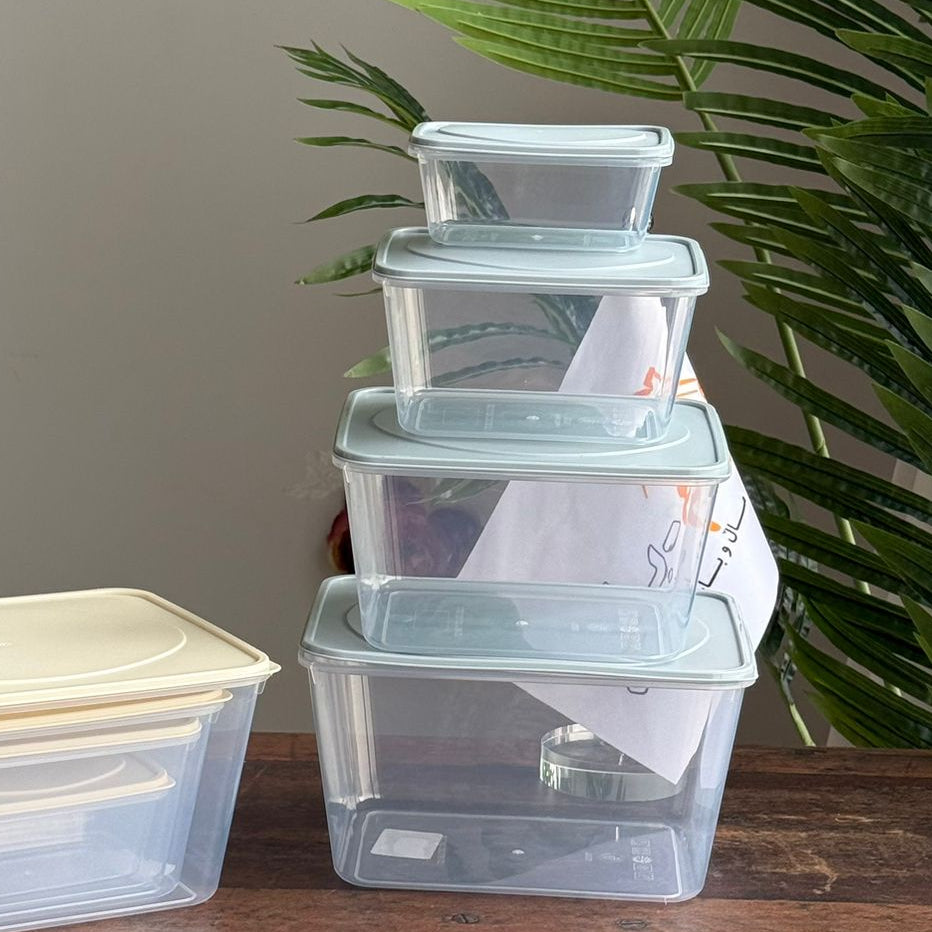 Transparent Kitchen Storage Container Set – 4PCS with Airtight Lids