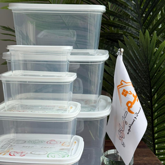 7-Piece Multi-Size Rectangular Transparent Food Storage Container Set with Lids