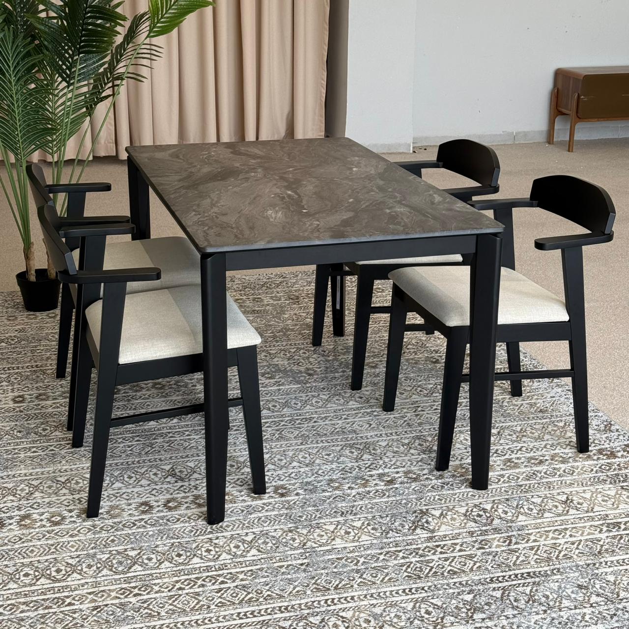 MARQUEE PALADIN Table with DYLAN ZAN Wood- Modern Chairs– Luxury Dining Set