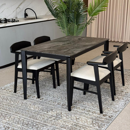 MARQUEE PALADIN Table with DYLAN ZAN Wood- Modern Chairs– Luxury Dining Set