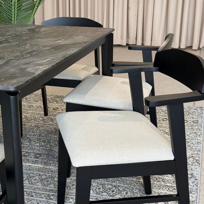 MARQUEE PALADIN Table with DYLAN ZAN Wood- Modern Chairs– Luxury Dining Set