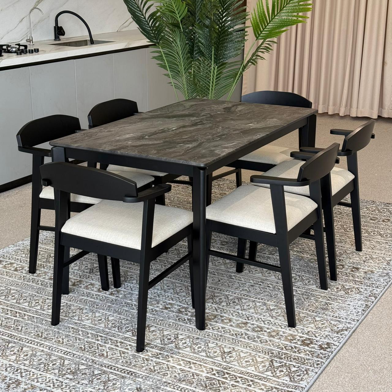 MARQUEE PALADIN Table with DYLAN ZAN Wood- Modern Chairs– Luxury Dining Set