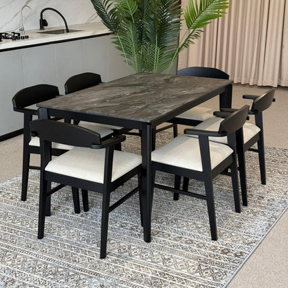 MARQUEE PALADIN Table with DYLAN ZAN Wood- Modern Chairs– Luxury Dining Set