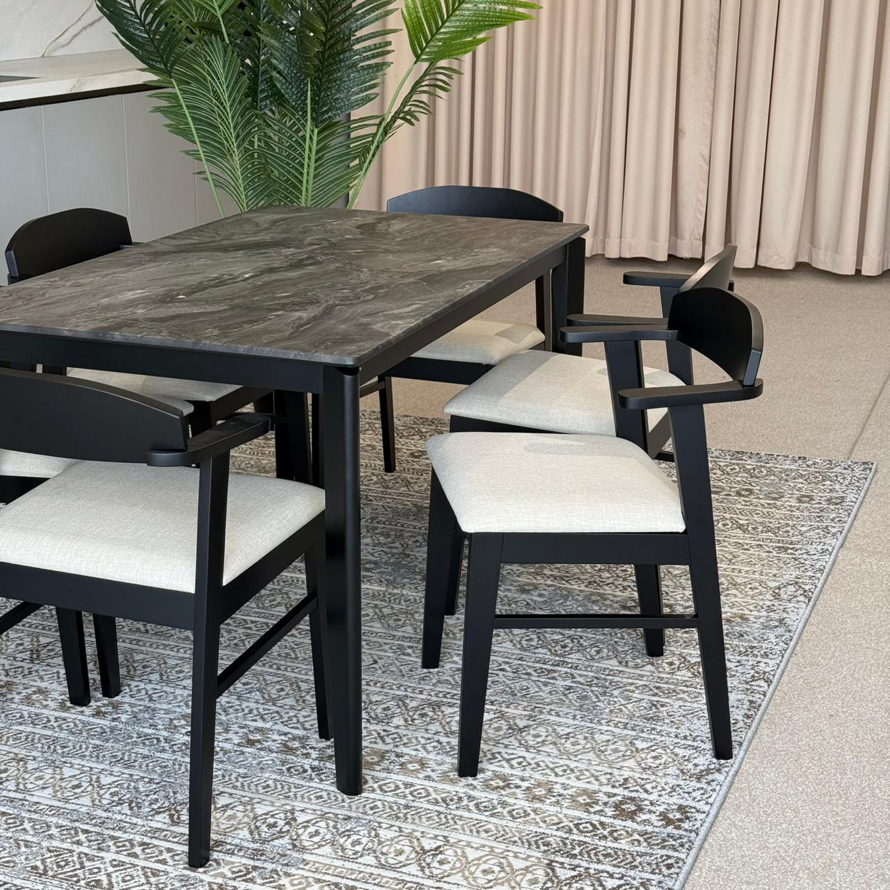 MARQUEE PALADIN Table with DYLAN ZAN Wood- Modern Chairs– Luxury Dining Set