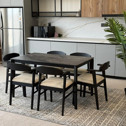 MARQUEE PALADIN Table with DYLAN ZAN Wood- Modern Chairs– Luxury Dining Set