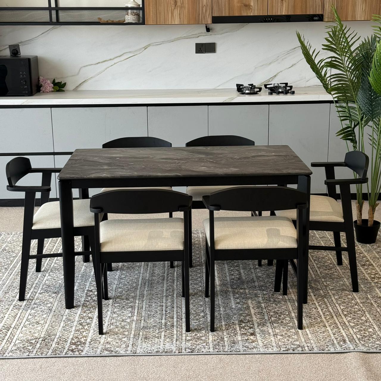 MARQUEE PALADIN Table with DYLAN ZAN Wood- Modern Chairs– Luxury Dining Set