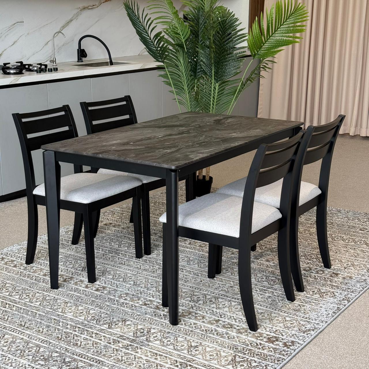 MARQUEE PALADIN Table with TRISTON - Modern Wooden Chairs– Luxury Dining Set