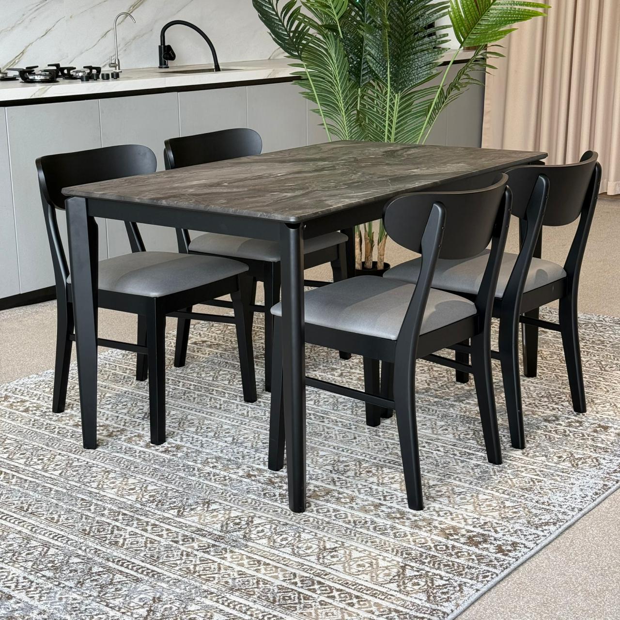 MARQUEE PALADIN Table with IYAN- Modern Wooden Chairs– Luxury Dining Set