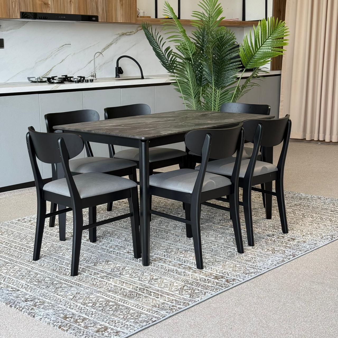 MARQUEE PALADIN Table with IYAN- Modern Wooden Chairs– Luxury Dining Set