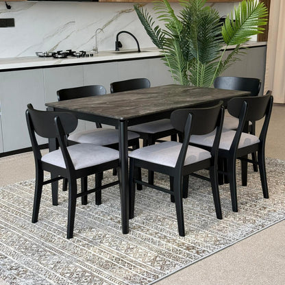 MARQUEE PALADIN Table with IYAN- Modern Wooden Chairs– Luxury Dining Set