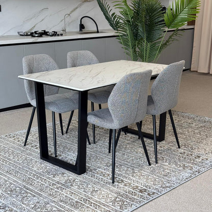 Ruzan Modern Chairs with Egan Marble Luxury Dining Set