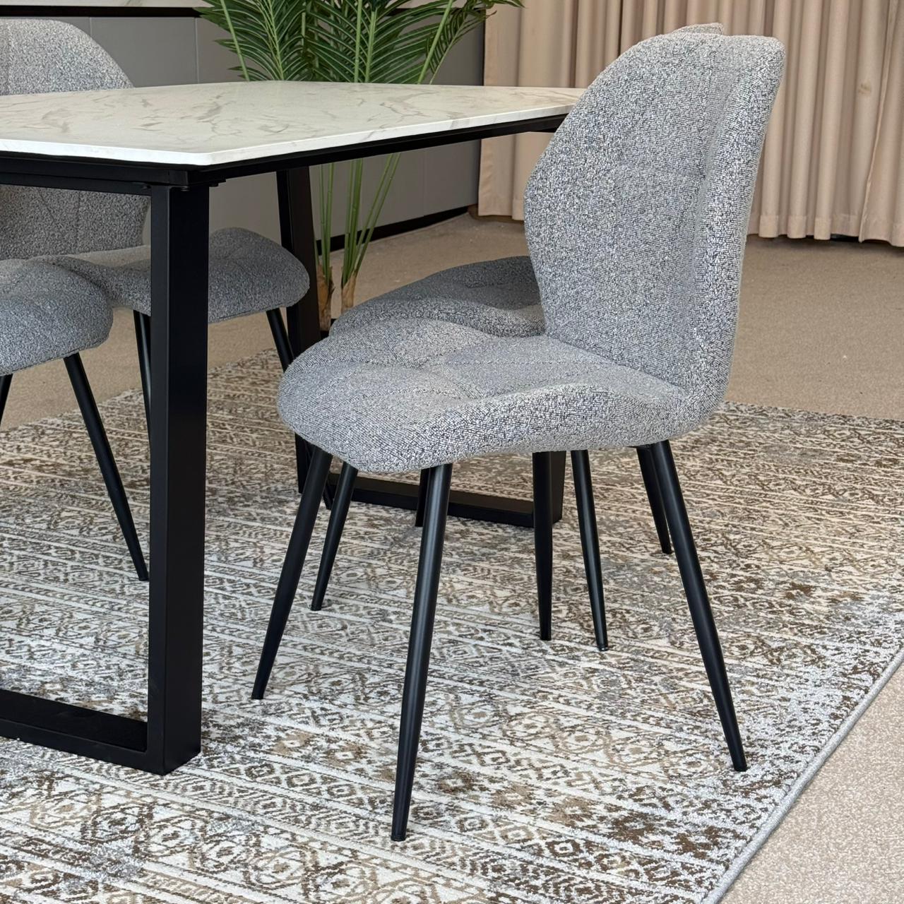 Ruzan Modern Chairs with Egan Marble Luxury Dining Set