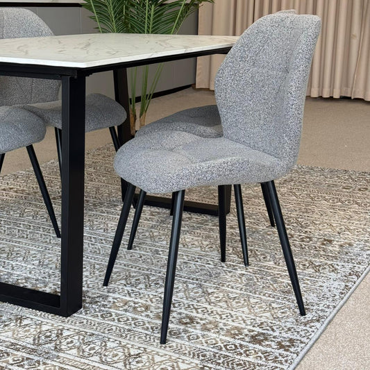 Ruzan Modern Chairs with Egan Marble Luxury Dining Set