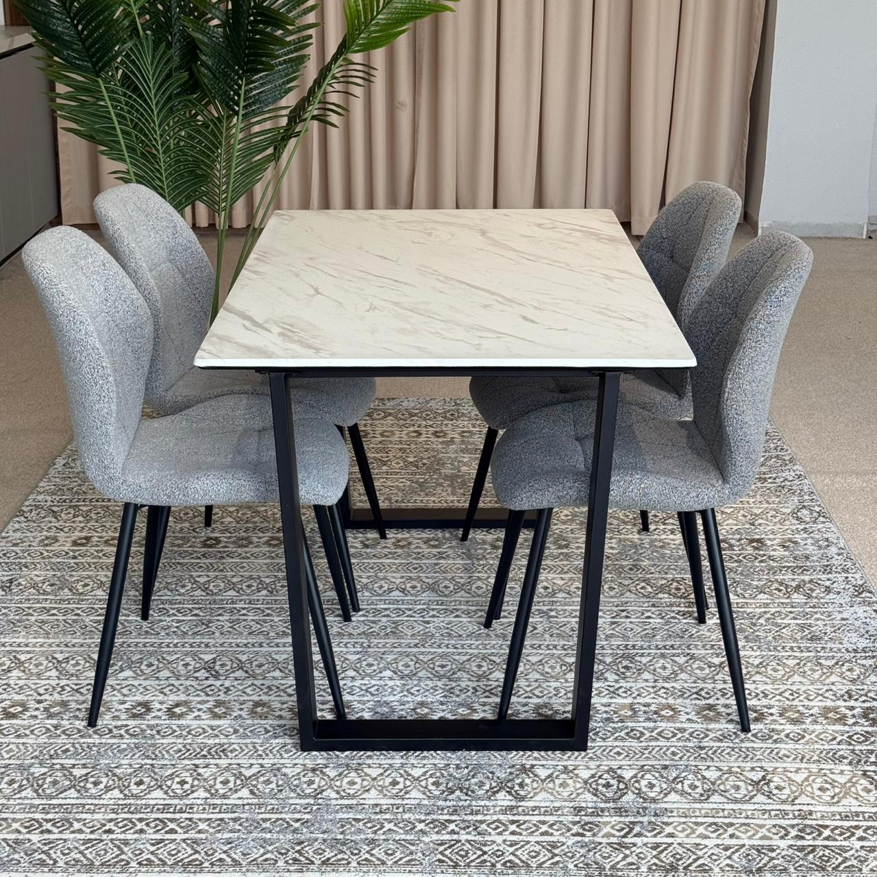 Ruzan Modern Chairs with Egan Marble Luxury Dining Set