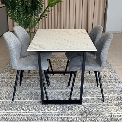 Ruzan Modern Chairs with Egan Marble Luxury Dining Set