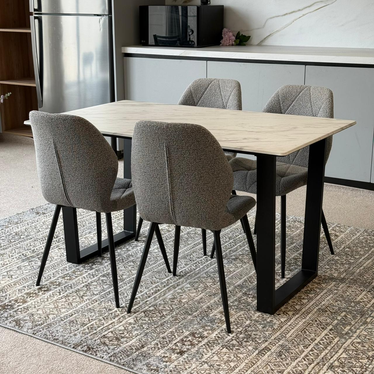 Ruzan Modern Chairs with Egan Marble Luxury Dining Set
