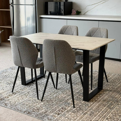 Ruzan Modern Chairs with Egan Marble Luxury Dining Set