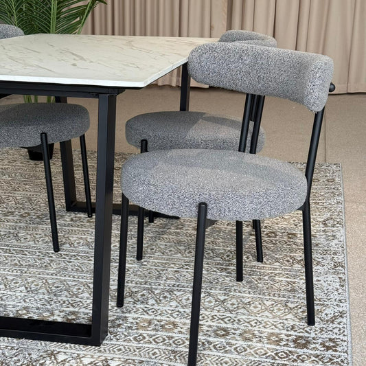Egan Marble Table with Tina Modern Chair – Luxury Dining Set