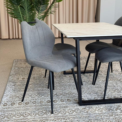 Roza Modern Chairs with Egan Marble Luxury Dining Set
