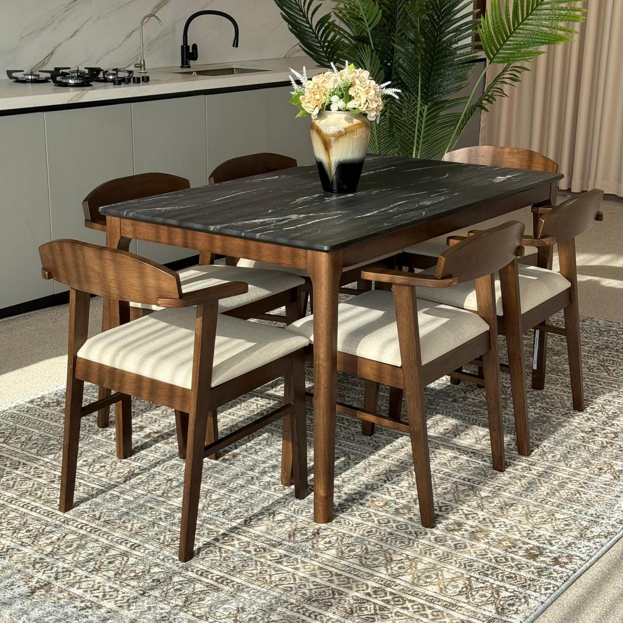 ADRIAN LETIZA Table with DYLAN Modern Chairs – Luxury Dining Set
