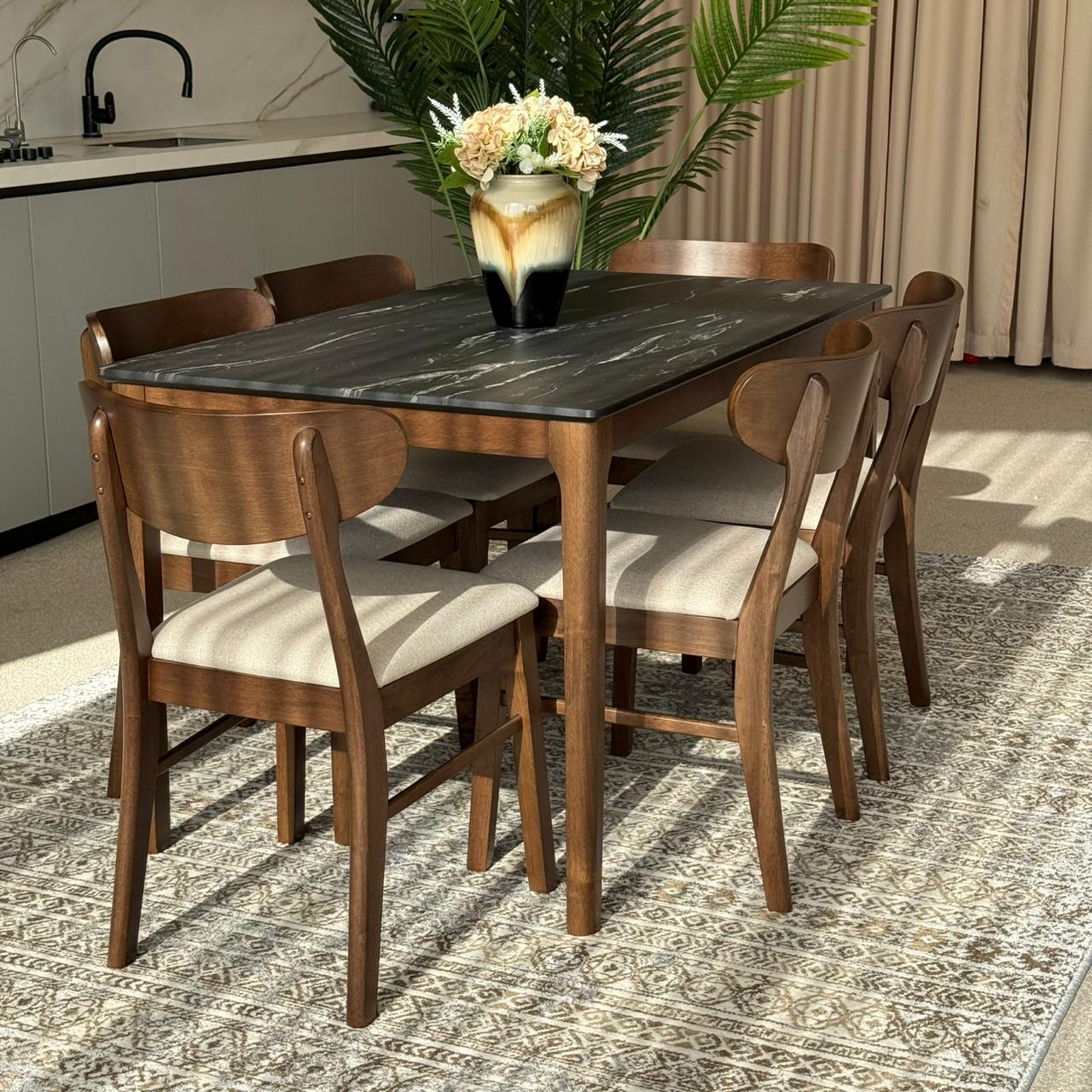 ADRIAN LETIZA Table with IYAN Modern Chairs – Luxury Dining Set