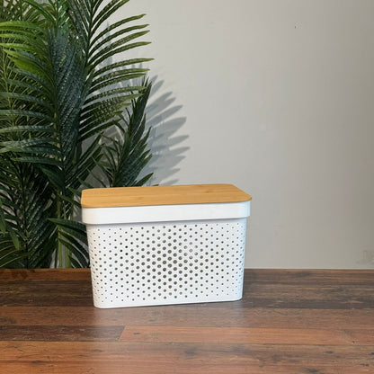Modern Multi-Purpose Storage Basket With Wooden Lid