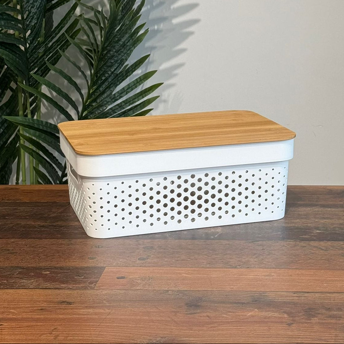 Modern Multi-Purpose Storage Basket With Wooden Lid